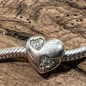 Authentic Chamilia Swarovski Crystals Charm-Heart Bead Sterling Silver
